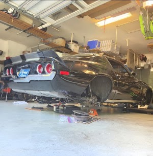 Classic vehicle work in a garage