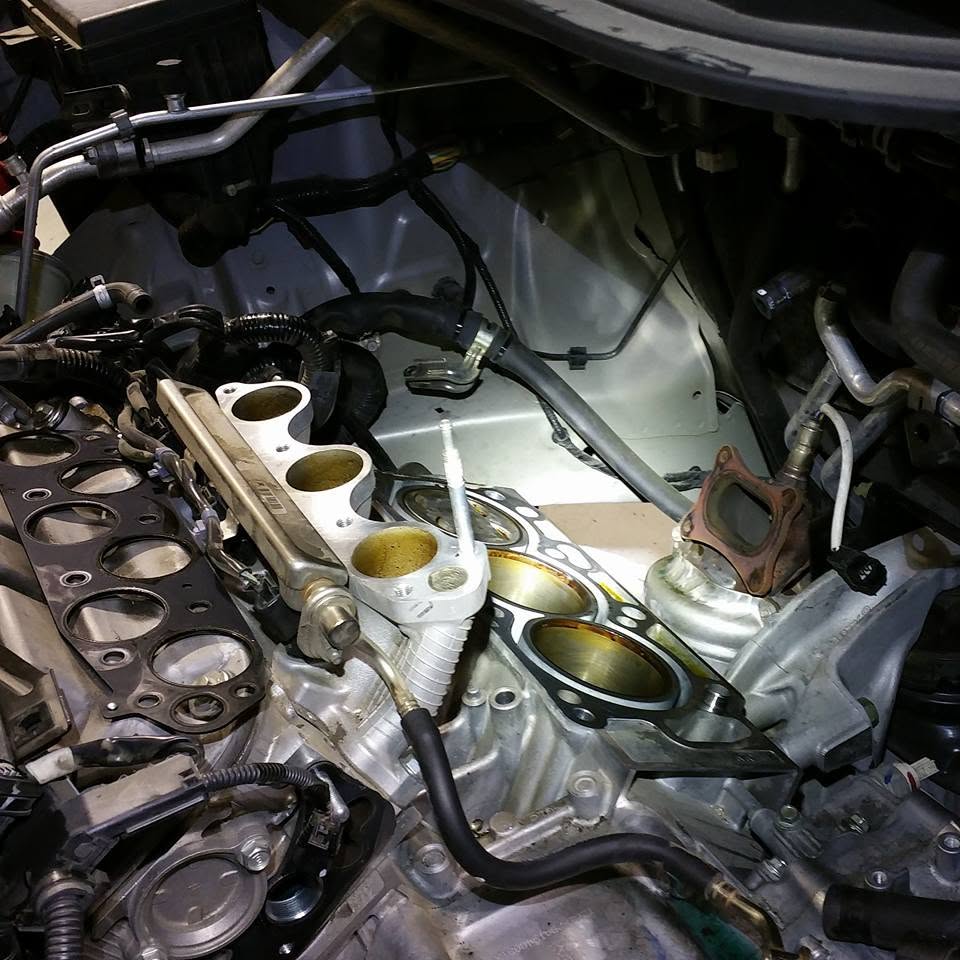 Engine components during hands-on mechanical work