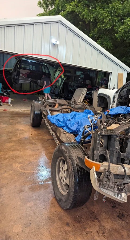 Vehicle frame and suspension work outside a shop